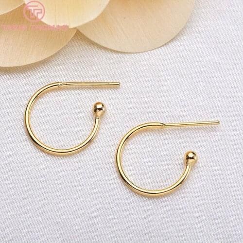 10pcs Diameter 12mm 24k Gold Color Brass Ball Head Earring Loop High Quality Diy Accessories Jewelry Findings