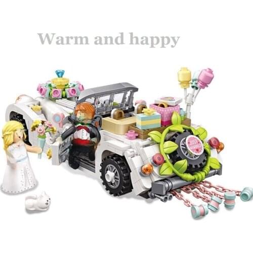 LOZ 1119 Love Luxury Wedding Car Vehicle Flower Balloon 3D Model DIY Mini Blocks Bricks Building Toy for Children Gift no Box