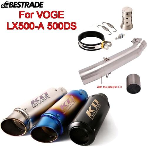 Motorcycle Exhaust Connect Mid Pipe Middle Link Tube Slip on 51mm Mufflers Stainless Steel For VOGE LX500-A 500DS All Years