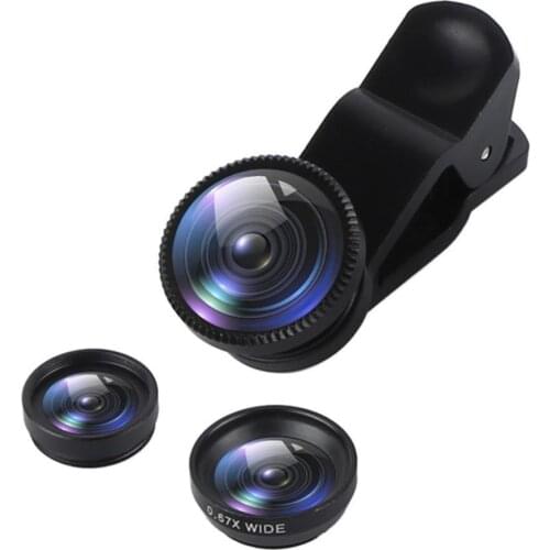 3-in-1 Wide Angle Macro Fisheye Lens Camera Kits Mobile Clip Lenses 0.67x Fish For Phone with All Eye Cell Phone Phones D9C9