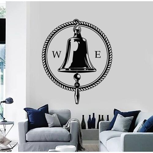 Wall Decal Sea Bell Circle Compass West East Ocean Style Bedroom Living Room Home Decor Vinyl Window Stickers Art Mural M027