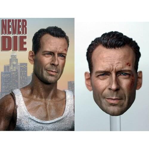 Never Die 1/6 Head Model Bruce Willis Carving Wounded For 12" model Figure hot sales