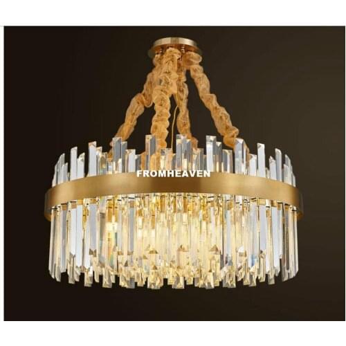 Nordic Stainless Steel Hanging Lamp Modern Golden Bedroom Crystal Luxury Pendant Lamp G9 Bulbs Crystal Lampshade Home Decoration