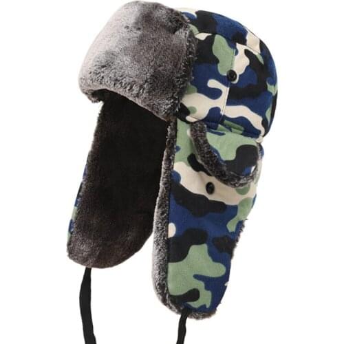 New Winter Faux Fur Bomber Hat For Adult Child Casual Camouflage Windproof Russian Hat Cartoon Parent Kid Earflap Hat