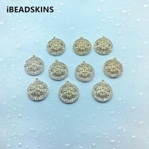 New arrival! 16x14mm 50pcs Copper/Cubic zirconia Round charm for Necklace DIY /Earrings parts,hand Made Earrings Jewelry DIY
