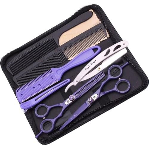Scissors for Hairdresser 5.5" 6.0" JP Stainless Purple Dragon Hair Scissors Add Bag 1018# Razor Edge Series Tezoura Profissional