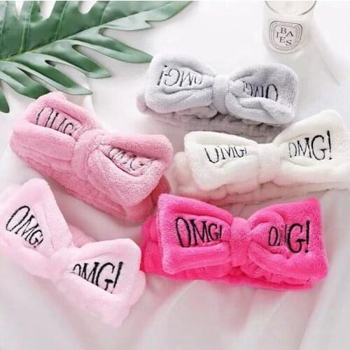 Girls Fashion Fleece Headbands Letter Coral Wash Face Bow Turban Hair Headwear Hair Bands Accessories 2020 Hot Sale Gift