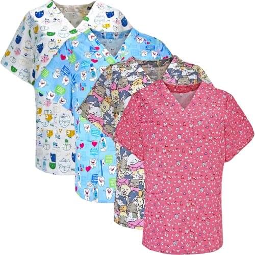 Wholesale Working Scrubs Tops and caps Nursing Uniform for Women Men Lab Dental Clinic Doctors Nurse Spa Fashion Uniforms New