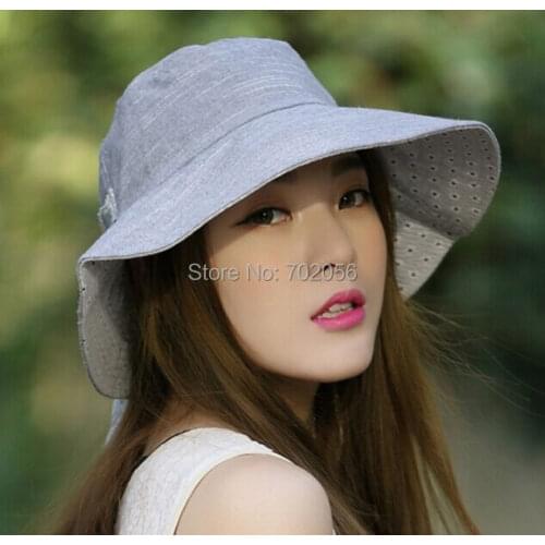 2016 Women cotton linen feeling Bucket hats Floppy Summer UV Protection Beach Sun Hat Dome fishing Cap bucket hat 3colors #3850