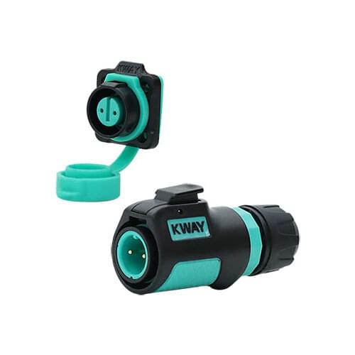 K12 M12 IP68 Waterproof Outdoor Plastic Power Industrial Adaoter Automotive 2 Pin Connector Male Plug Female Socket + Dust Cap