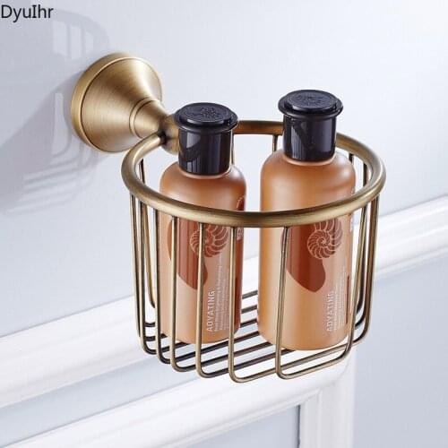 Bathroom Pendant Antique Brass Rolling Paper Tube Toilet Paper Towel Basket Wall-mounted Shelf Perforated Bathroom Accessories