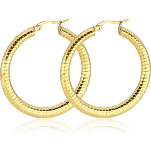 UAH Gold color Stainless Steel Earrings 2018 Women Small or Big Hoop Earrings Party Rock Gift Rose Silver Black color wholesale