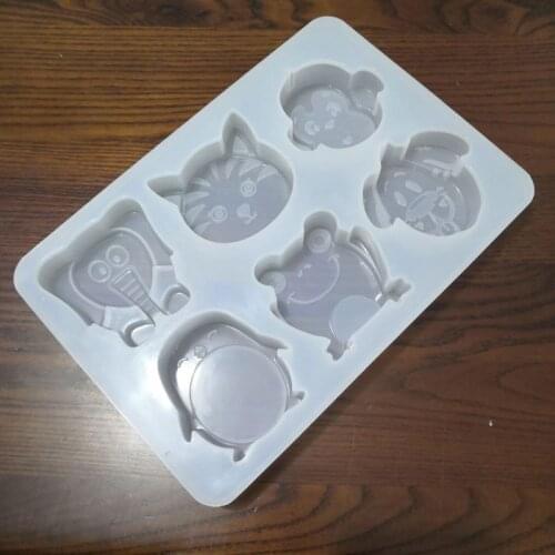 6-Cavity Kids Animals Silicone Soap Mold Chocolate Candy Bath Bomb Molds DIY Soap Making Tool penguin cat dog frog