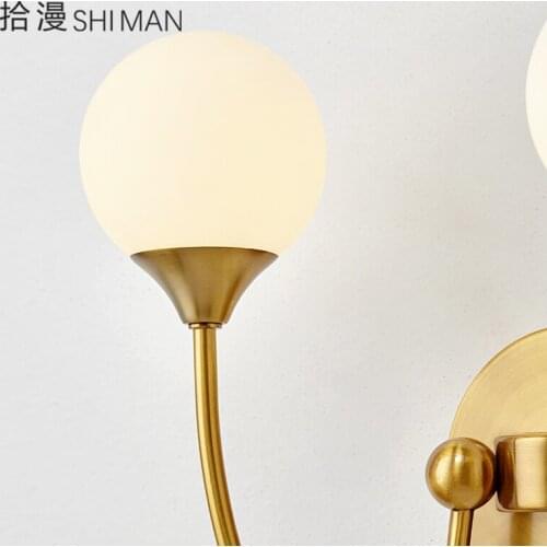 Modern Glass Ball Wall Lamp Sconce Led Bedroom Wall Light Fixture for Home Decor Nordic Foyer Living Room Corridor Luminaire E27