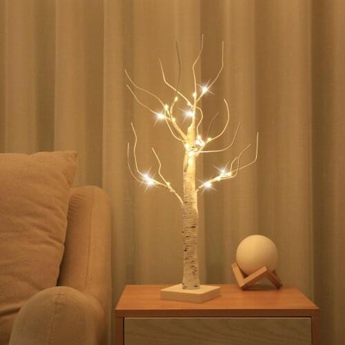 LED Birch Tree Light Creative Christmas Tree Luminous Lamps New Year Lights Decorative Lamp Home Background Wall Landscape Decor