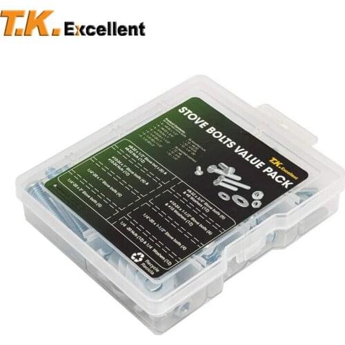 #8 to #10 Machine Screw and Hex Nut and Flat Washer Assortment Kit,108 Pcs