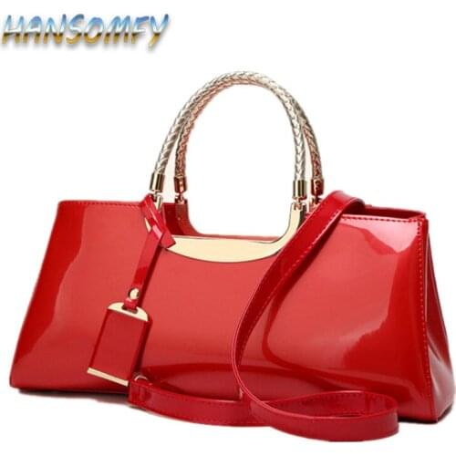 New Europe Fashion Women Bag Embroidery Sequin Patent Leather Famous Brand Shoulder Handbag Ladies Messenger bags female CC-57