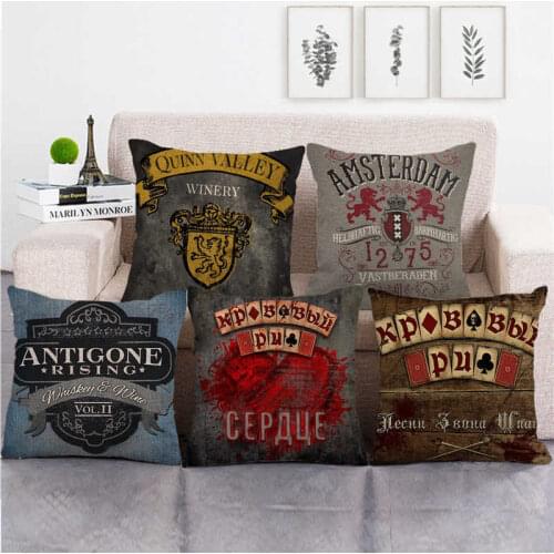 British Female Crown Pattern Cushion Cover Noble Emblem Linen Pillowcase Pillow Covers Decorative