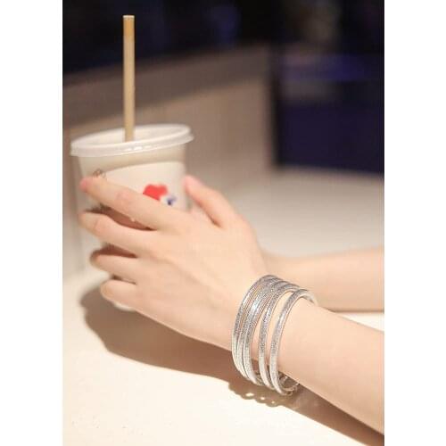 Shinning Silver Glitter Jelly Bangle Bracelet Set - Gold Powder Lining Fashion Jewelry Lightweight Cute Bracelets for Women Girl