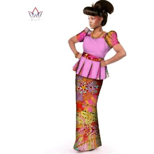 2020 New Summer Dresses for Women Dashiki Top+Skirt 2 pieces Women Sets Pusl Size Ruffles traditional african clothing WY159