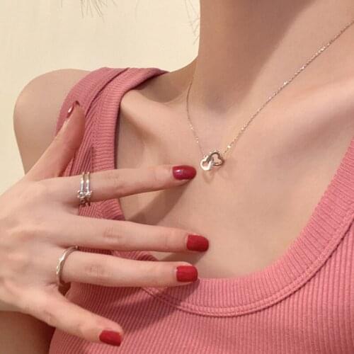 Women Jewelry Heart Pendant Necklace Popular Design Silvery Plating Hot Selling Chain Necklace For Girl Fine Accessories