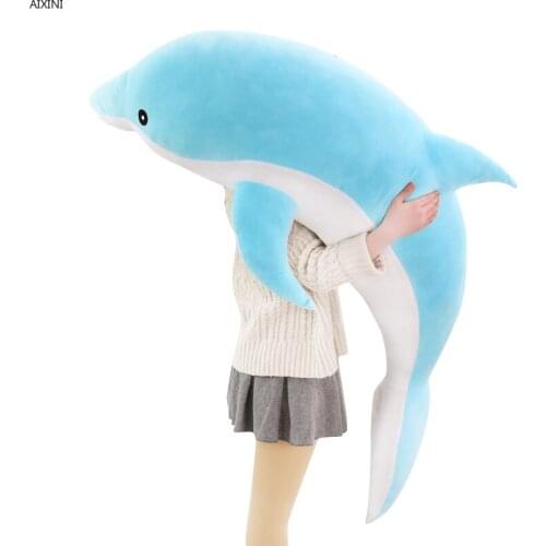 1pcs 50-140cm Giant Dolphin Plush Toys Stuffed Dolls Animal Pillow Kawaii Office Nap Pillow Kids Toy Christmas Gift for Girl Toy