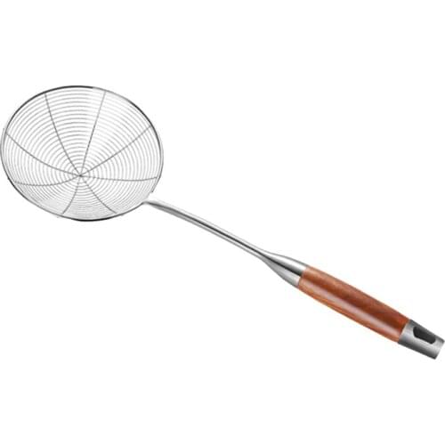 1 Pcs Stainless Steel Wooden Handle Spider Web Strainer Colander Ladle Skimmer Slotted Spoon Kitchen Cooking Tools