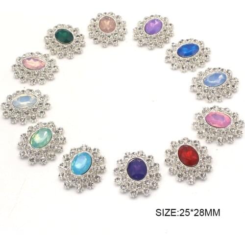 10pcs/lot 25*28MM Rhinestone for Needlework Sewing Craft Supplies Diy Handicraft Accessories Decorative Snap Buttons for Clothes