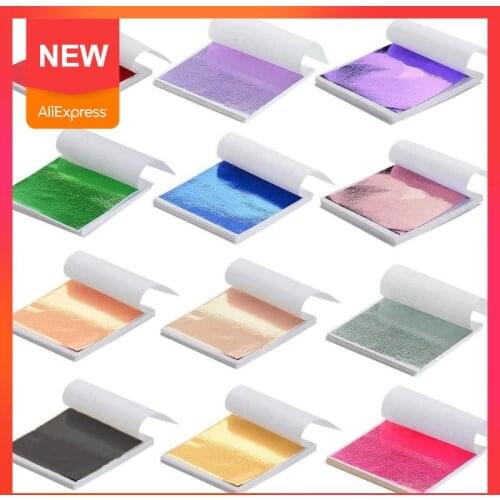Ayevin 100pcs 8*8.5cm Art Craft Paper Imitation Multicolor Copper Leaf Leaves Sheets Foil Paper for Gilding DIY Craft Decoration