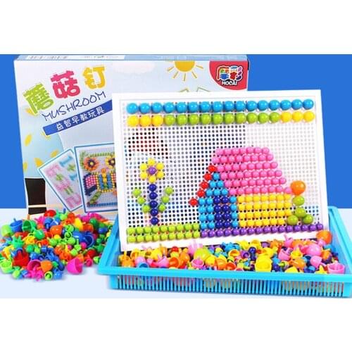 295pcs Mosaic Picture Puzzle Toy Children Composite Intellectual Educational Mushroom Nail Kit Creative jigsaw puzzle Toys Gifts
