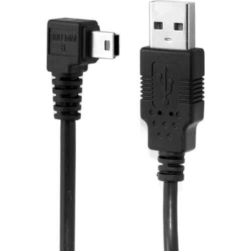 300cm 10Ft 90 degree angled MINI USB B to USB2.0 Male data & charge cable for MP3 MP4 GPS black color