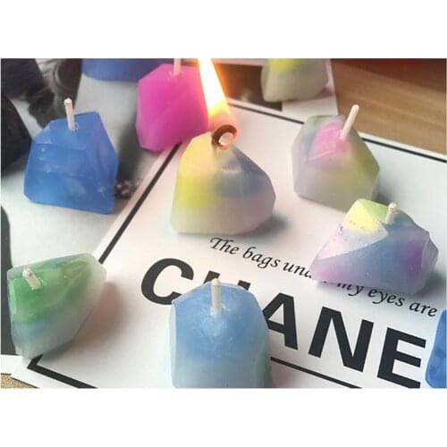 3D Geometric Amber Gem Silicone Candle Molds DIY Aromatherapy Candle Epoxy Mould Fondant Cake Chocolate Baking Molds Crafts