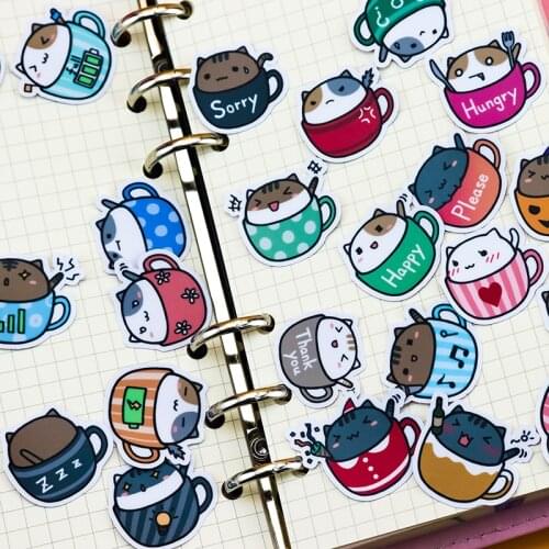 40pcs/pack Creative kawaii self-madeBowl of cat stickers scrapbooking decorative stickers/DIY craft photo albums