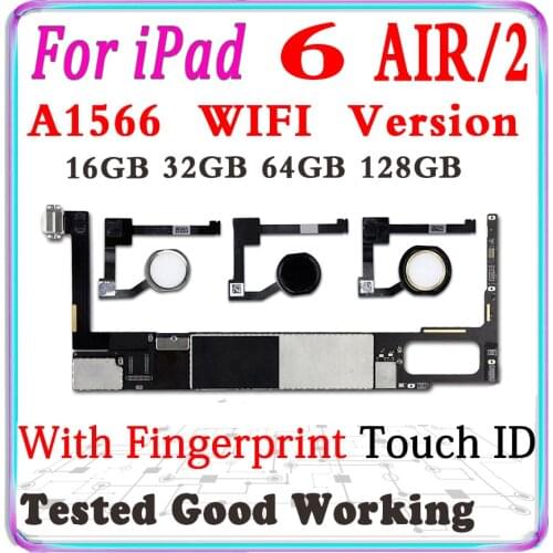 A1566 WIFI Version For iPad 6 Air 2 Motherboard With Touch ID finger Unlocked Mainboard For iPad 6 Air 2 Logic boards with chips