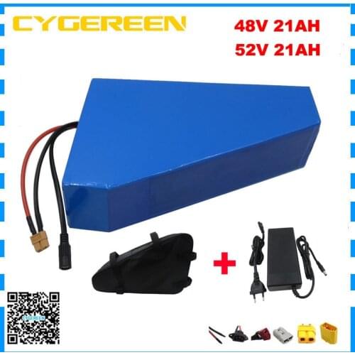 1000W 48V 21AH electric bike battery batterie 48 Volt triangle lithium battery use INR 35E 3500mah 18650 cell 30A BMS Free bag