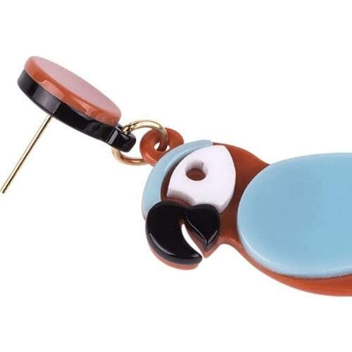 Acrylic Colorful Parrot Bird Drop Earrings Stand Out Summer Fashion Jewelry