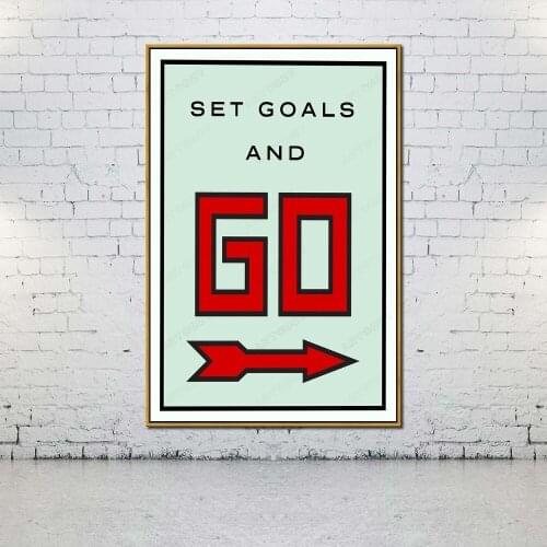 Artcozy Oil Canvas Painting set goals and go For Home Decoration Wall Art