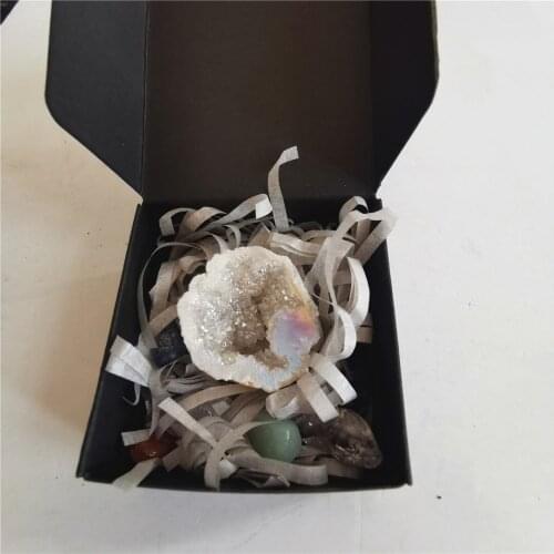 Aura Natural Agate Geode Raw Gemstone Crystal Mineral Specimen Healing Reiki Healing Crystal Set Beautiful Stones