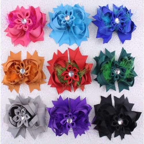 DHL Free Shipping 60pcs/lot Handmade University of Kentucky Hairbow Kanzashi Boutique Hair Bow