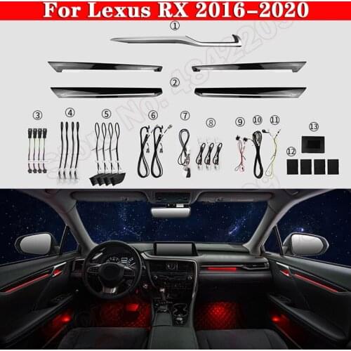 Car Ambient Light For Lexus RX 2016-2020 Original Car Button Control Decorative LED 64 colors Atmosphere Lamp illuminated Strip