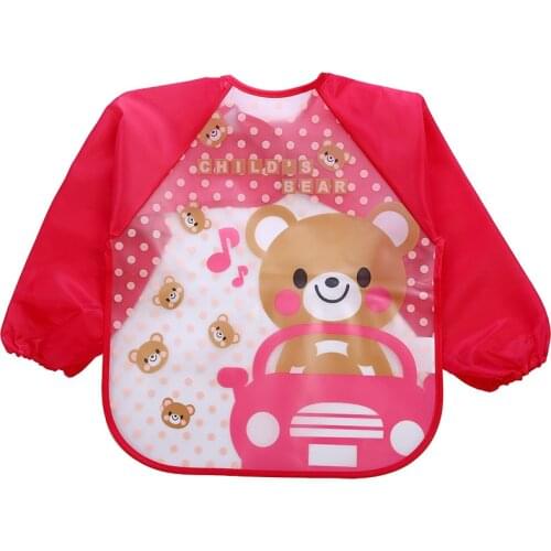 Kids Baby Bandana Bibs Cute Cartoon Bibs Waterproof Infant Eating Children Drawing Long Sleeve Apron Baby Self Feeding Bib