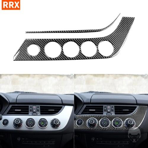 For BMW Z4 E89 2009-2016 Black Carbon Fiber Stickers Central Control Air Conditioning Knob AC Panel Interiors Car Accessories