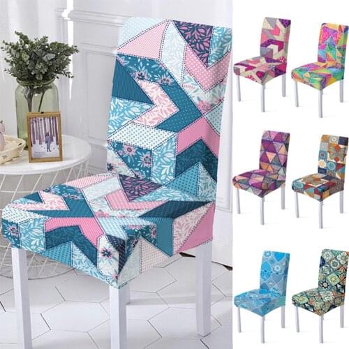Stretch Spandex Elastic Chair Cover Geometric Bohemian High Back Chair Protector Slipcover Resterant Wedding Party Dining Room