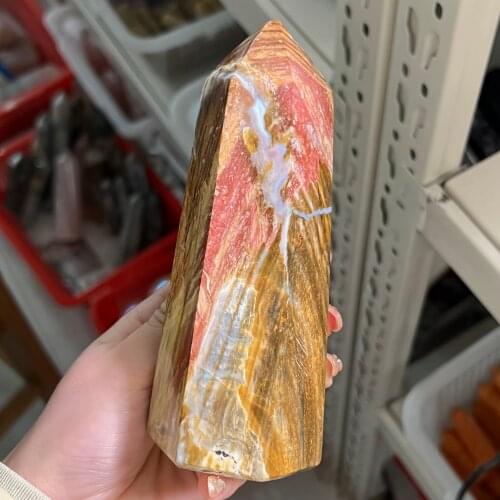 Natural Crystal Point Sunstone Healing Stone Quartz Tower Orange Wand Ornament for Home Decor Reiki Energy