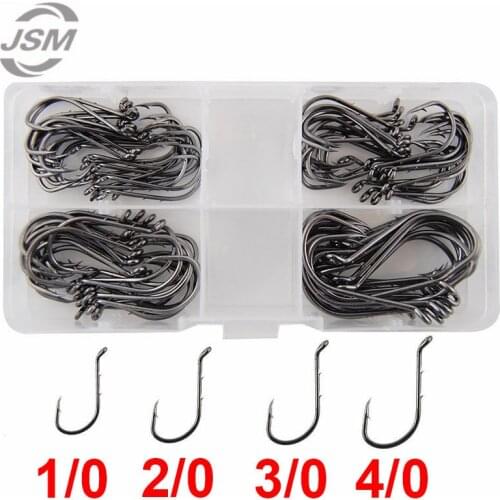 JSM 100pcs 8299 High Carbon Steel Fishing Hook Two Slices Sliced Shank Octopus Beak Baitholder Barbed Bait Fishhook Set With Box