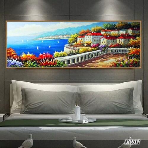 Canvas Art Picture Print Painting Modern Mediterranean Sea Landscape Canvas Print Wall Art Picture Painting for Home Decor