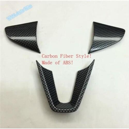 Lapetus Carbon Fiber Color Car Styling Steering Wheel Cover Molding Trim 3 Pcs For Honda FIT JAZZ 2014 2015 2016 2017 2018 / ABS