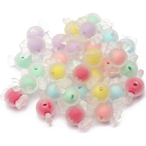 Matte Acrylic Beads 17x9mm Colorful Candy Shape Loose Spacer Beads For Jewelry Making DIY Handmade Bracelet Necklace Accessories