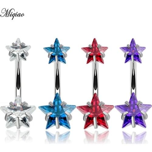 Miqiao 1 Pcs Piercing Jewelry Five-pointed Star Belly Button Ring Button Nail Belly Button Button Stainless Steel Explosion