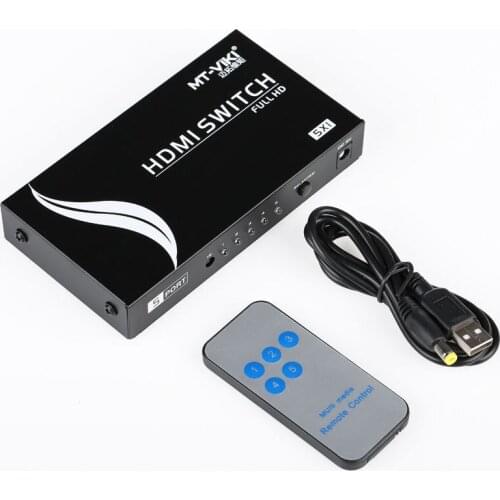 MT-VIKI 5x1 5 Way HDMI Switch 5 input 1 output Port support 3D and 1080P with IR Remote Controller and Metal Housing MT-SW501-MH